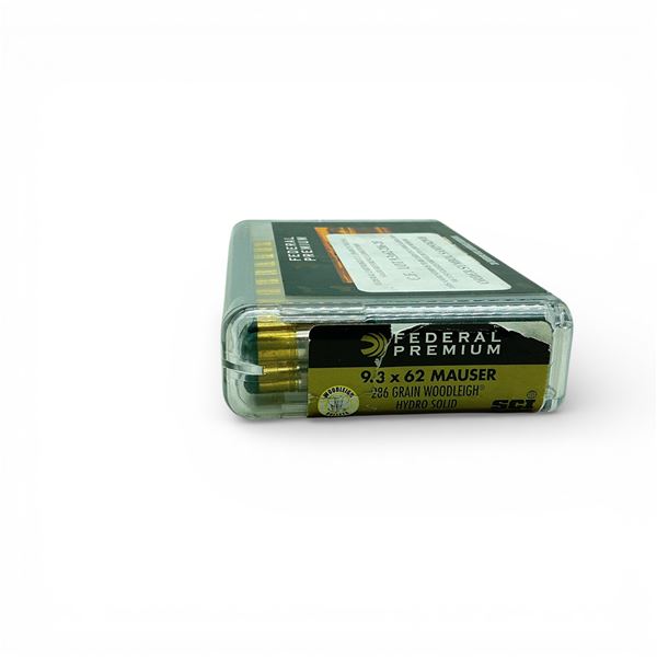 Federal Premium 9.3x62 Mauser, 286 Grain Woodleigh Hydro Solid Ammunition, 20 Rounds