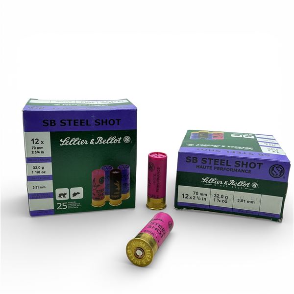 Sellier & Bellot SB Steel Shot 12 Ga, 2-3/4", 1-1/8 oz Ammunition, 50 Rounds