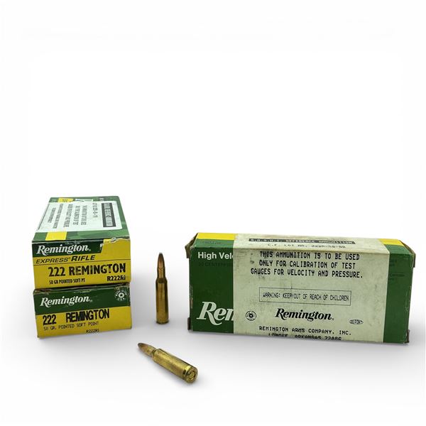 Remington Express Rifle 222 Remington, 50 Grain Pointed Soft Point Ammunition, 60 Rounds