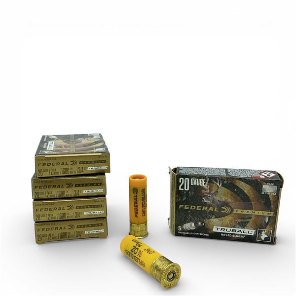 Federal Premium 20 Ga, 2-3/4", 3/4 oz, TruBall Rifle Slug HP Ammunition, 25 Rounds