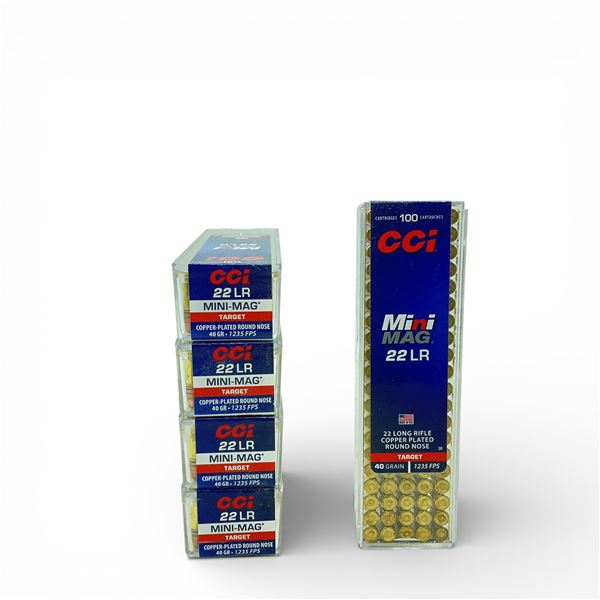 CCI Mini Mag Target .22 LR, 40 Grain Copper-Plated Round Nose Ammunition, 500 Rounds