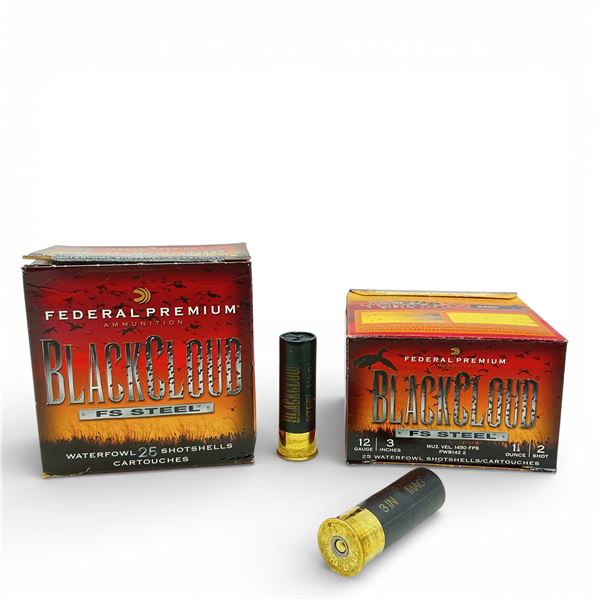 Federal Black Cloud FS Steel 12 Ga, 3", 1-1/4 oz, #2 Shot Ammunition, 50 Rounds