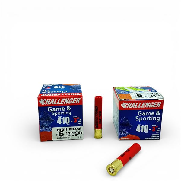 Challenger Game & Sporting 410 Ga, 3", 1-1/16 oz, #6 Shot Ammunition, 50 Rounds