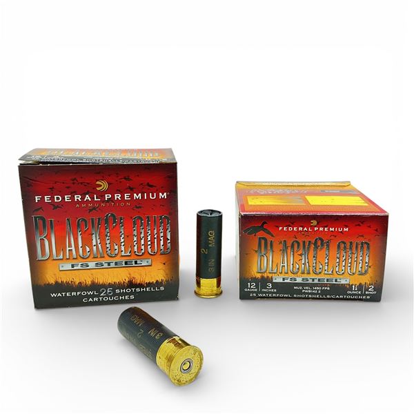 Federal Black Cloud FS Steel 12 Ga, 3", 1-1/4 oz, #2 Shot Ammunition, 50 Rounds