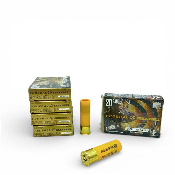 Federal Premium 20 Ga, 2-3/4", 3/4 oz, TruBall Rifle Slug HP Ammunition, 25 Rounds
