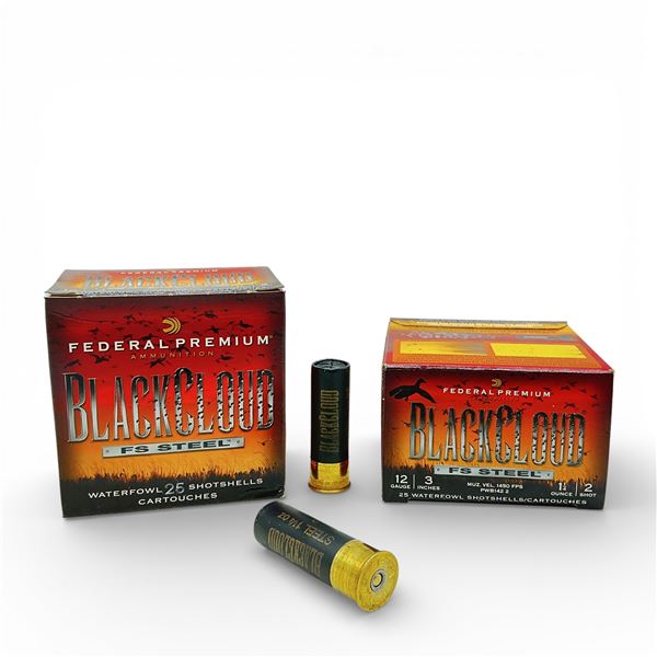 Federal Black Cloud FS Steel 12 Ga, 3", 1-1/4 oz, #2 Shot Ammunition, 50 Rounds