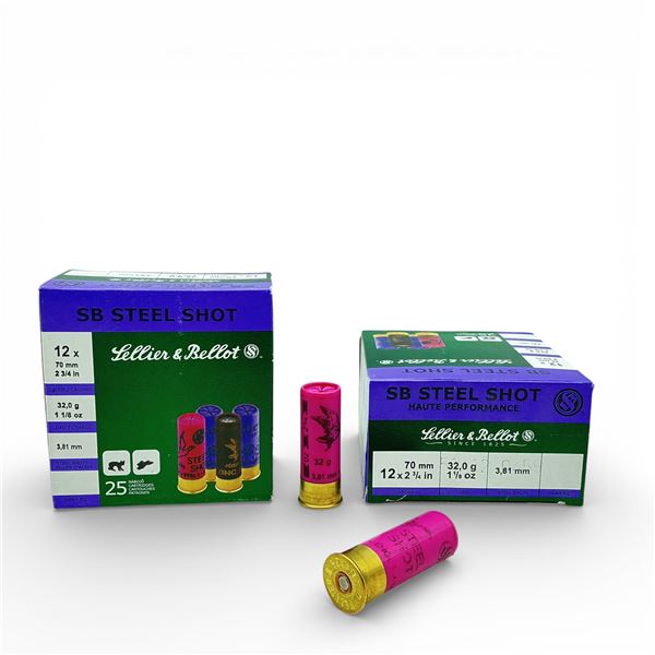 Sellier & Bellot SB Steel Shot 12 Ga, 2-3/4", 1-1/8 oz Ammunition, 50 Rounds