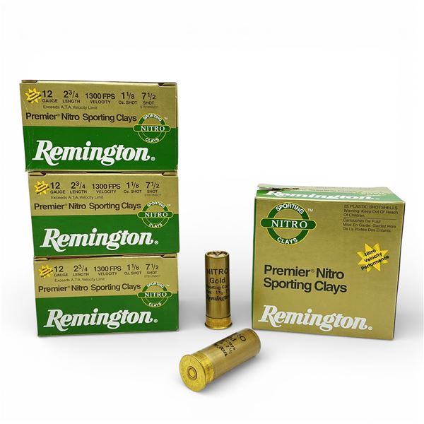 Remington Premier Nitro Sporting Clays 12 Ga, 2-3/4", 1-1/8 oz, #7.5 Shot Ammunition, 100 Rounds