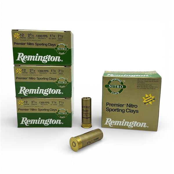 Remington Premier Nitro Sporting Clays 12 Ga, 2-3/4", 1-1/8 oz, #7.5 Shot Ammunition, 100 Rounds
