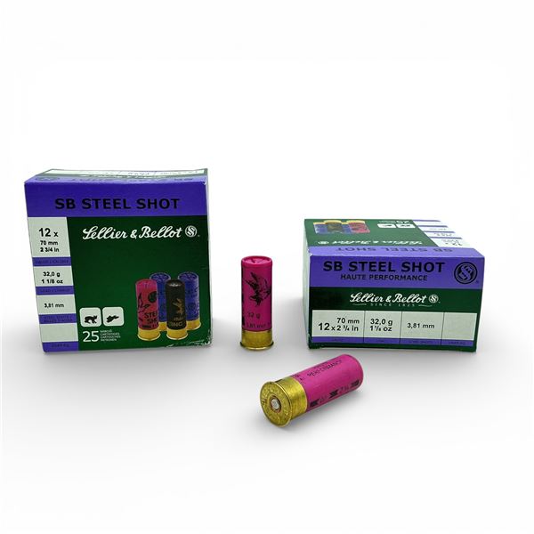 Sellier & Bellot SB Steel Shot 12 Ga, 2-3/4", 1-1/8 oz Ammunition, 50 Rounds