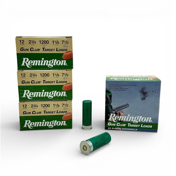 Remington Gun Club Target Loads 12 Ga, 2-3/4", 1-1/8 oz, #7.5 Shot Ammunition, 100 Rounds
