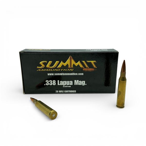 Summit .338 Lapua Mag, 250 Grain BTHP Match Ammunition, 20 Rounds