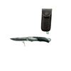 Image 1 : Folding 2 3/4" Damascus Blade Knife with Leather Belt Sheath