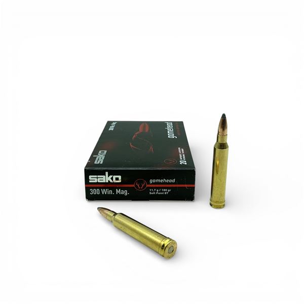 Sako Gamehead 300 Win Mag, 180 Grain Soft Point BT Ammunition, 20 Rounds
