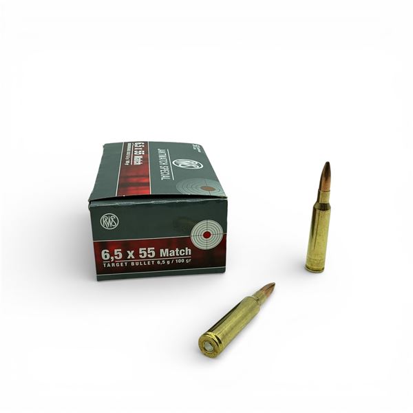 RWS Jaktmatch Special 6.5x55 Match, 100 Grain Target Ammunition, Approximate 50 Rounds