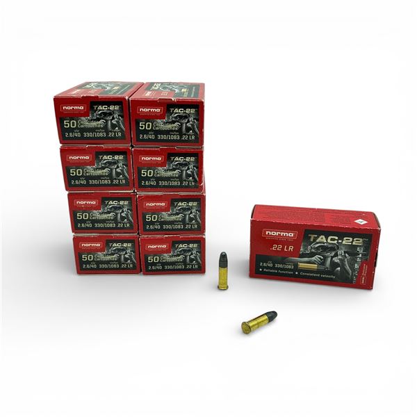 Norma Tac-22 .22 LR, 40 Grain LRN Ammunition, 450 Rounds