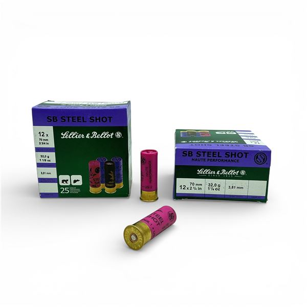 Sellier & Bellot SB Steel Shot 12 Ga, 2-3/4", 1-1/8 oz Ammunition, 50 Rounds
