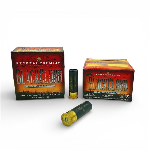 Federal Black Cloud FS Steel 12 Ga, 3", 1-1/4 oz, #2 Shot Ammunition, 50 Rounds