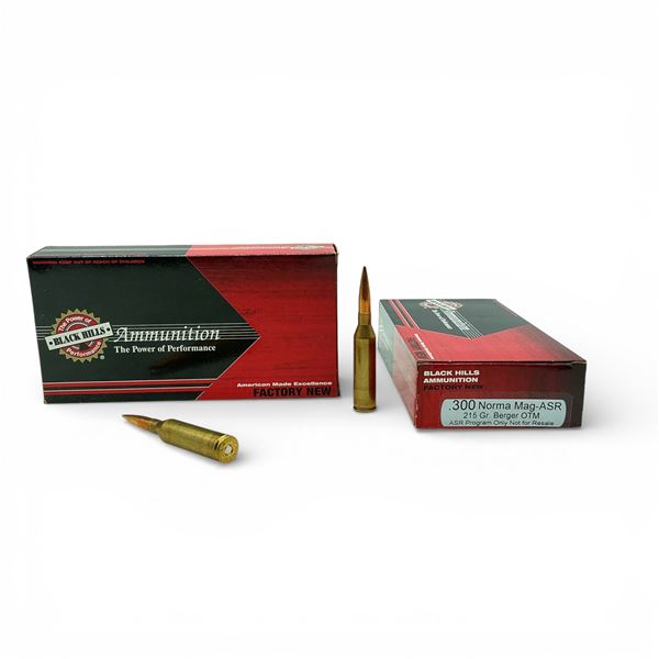 Black Hills Ammunition, .300 Norma Mag-ASR, 215 Grain Berger OTM Ammunition, 40 Rounds