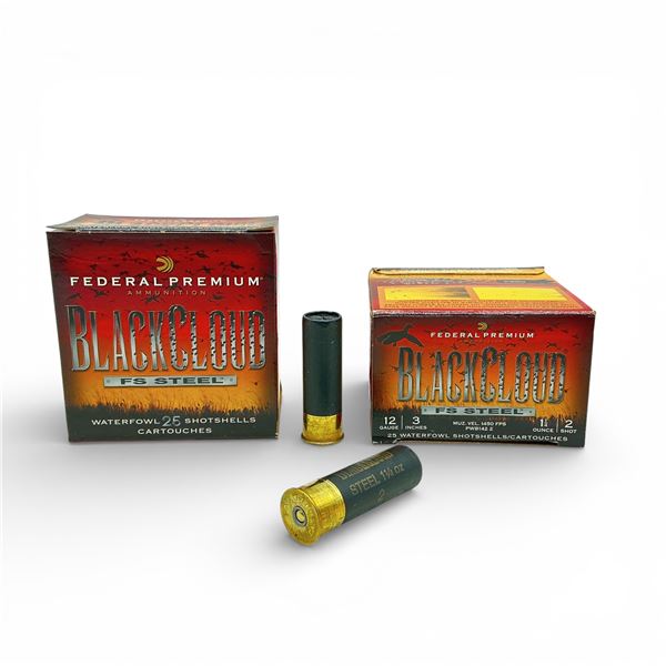 Federal Black Cloud FS Steel 12 Ga, 3", 1-1/4 oz, #2 Shot Ammunition, 50 Rounds