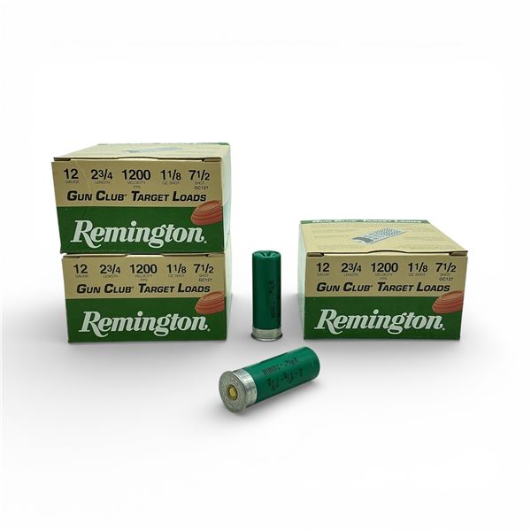 Remington Gun Club Target Loads 12 Ga, 2-3/4", 1-1/8 oz, #7.5 Shot Ammunition, 75 Rounds