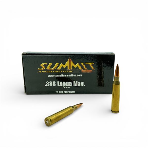 Summit .338 Lapua Mag, 250 Grain BTHP Match Ammunition, 20 Rounds
