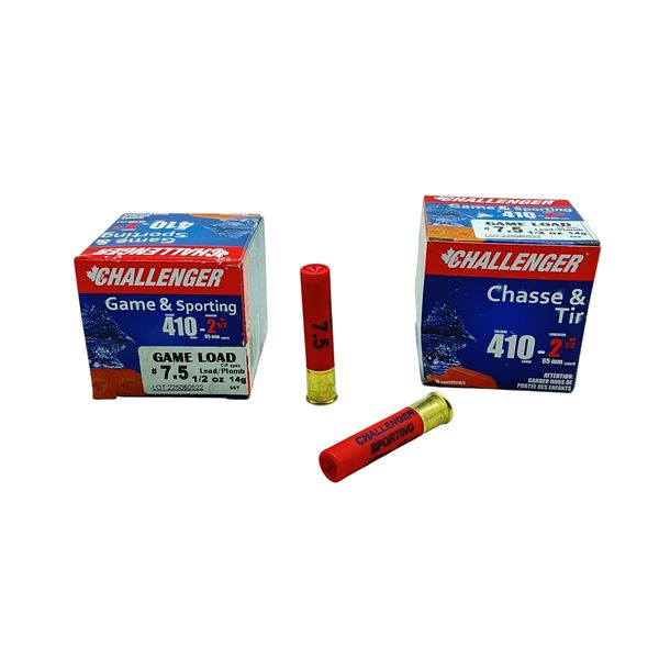 Challenger Game & Sporting 410 Ga, 2-1/2", 1/2 oz, #7.5 Shot Game Load Ammunition, 50 Rounds