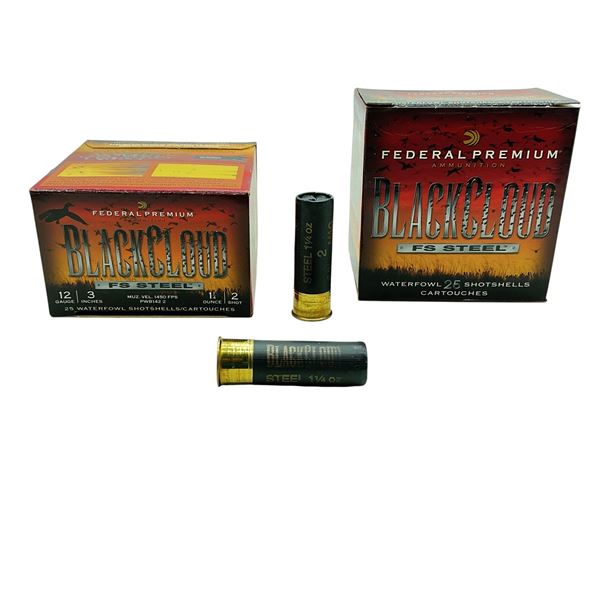 Federal Black Cloud FS Steel 12 Ga, 3", 1-1/4 oz, #2 Shot Ammunition, 50 Rounds