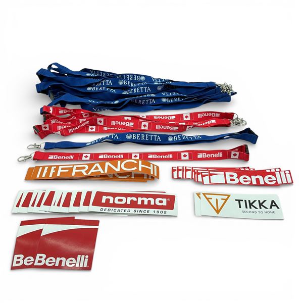 Assorted Beretta, Tikka, Franchi and Benelli Swag, Includes Lanyards and Stickers