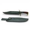 Image 1 : Fixed 10" Damascus Blade Knife with Leather Belt Sheath