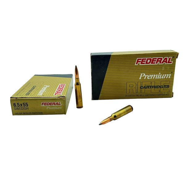 Federal Premium 6.5x55 Swedish, 140 Grain Nosler Partition Ammunition, 40 Rounds