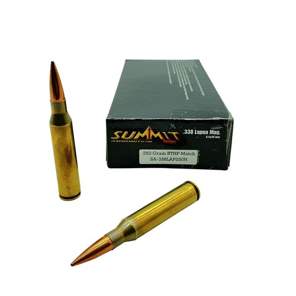 Summit .338 Lapua Mag, 250 Grain BTHP Match Ammunition, 20 Rounds