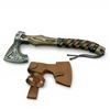 Image 1 : Fixed 5" Damascus Blade Axe with Leather Wrapped Wood Handle and Leather Sheath