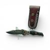 Image 1 : Folding 3 1/2" Damascus Blade Knife with Leather Belt Sheath