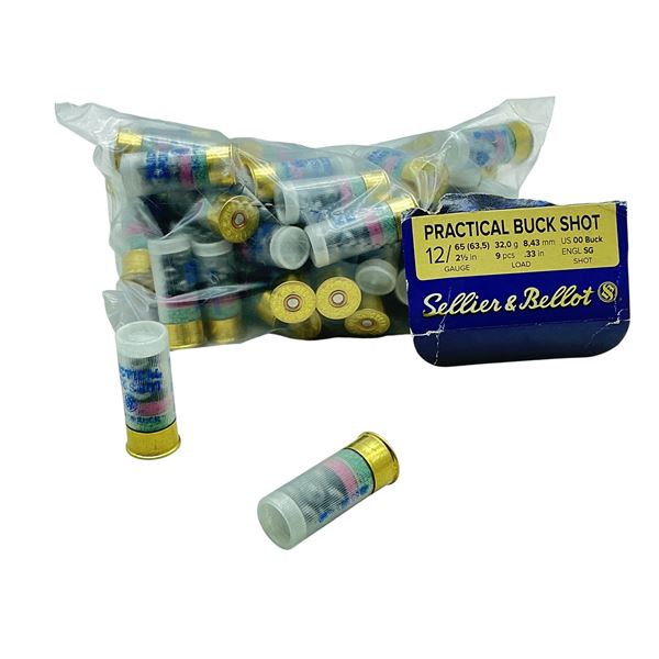 Sellier & Bellot Practical Buckshot 12 Ga, 2-1/2", 00 Buckshot Ammunition, 50 Rounds