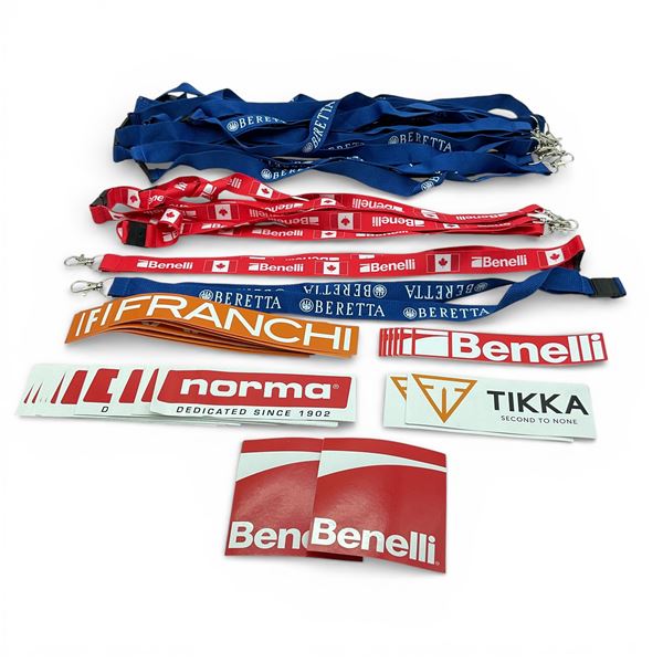 Assorted Beretta, Tikka, Franchi and Benelli Swag, Includes Lanyards and Stickers