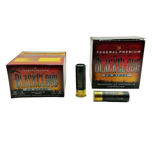 Federal Black Cloud FS Steel 12 Ga, 3", 1-1/4 oz, #2 Shot Ammunition, 50 Rounds