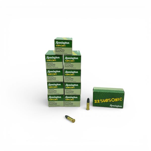 Remington 22 Subsonic .22 LR, 38 Grain Hollow Point Ammunition, 500 Rounds