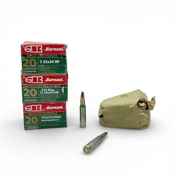 Assorted Barnaul 7.62x39, .223 & 308 Win Ammunition, Approximately 80 Rounds