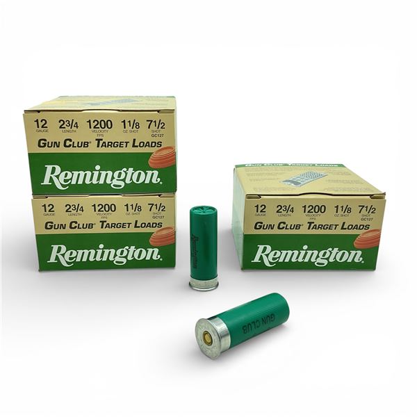 Remington Gun Club Target Loads 12 Ga, 2-3/4", 1-1/8 oz, #7.5 Shot Ammunition, 75 Rounds