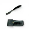 Image 1 : Folding 3" Damascus Straight Blade Razor with Leather Sheath