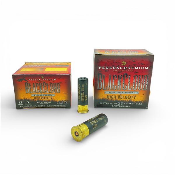 Federal Black Cloud FS Steel High Velocity 12 Ga, 3", 1-1/8 oz, #3 Shot Ammunition, 50 Rounds
