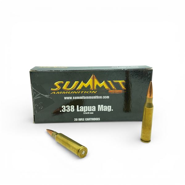 Summit .338 Lapua Mag, 250 Grain BTHP Match Ammunition, 20 Rounds