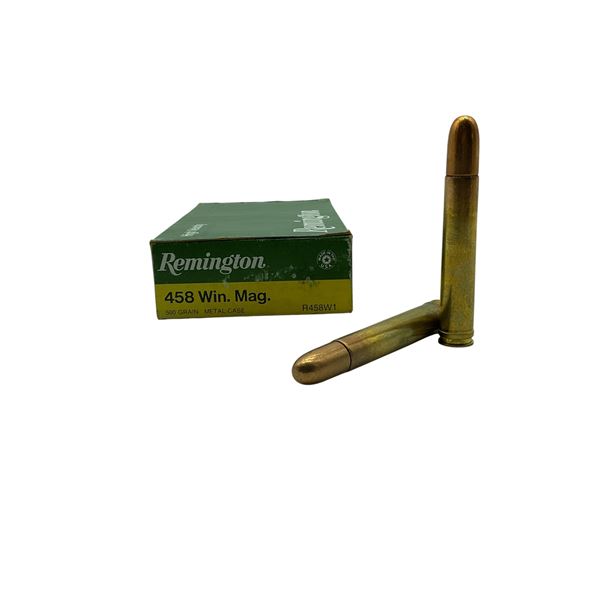 Remington 458 Win Mag, 500 Grain Metal Case Ammunition, 20 Rounds