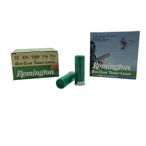 Remington Gun Club Target Loads 12 Ga, 2-3/4", 1-1/8 oz, #7.5 Shot Ammunition, 50 Rounds
