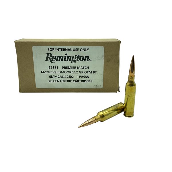 Remington Premier Match 6mm Creedmoor, 112 Grain OTM BT Ammunition, 20 Rounds