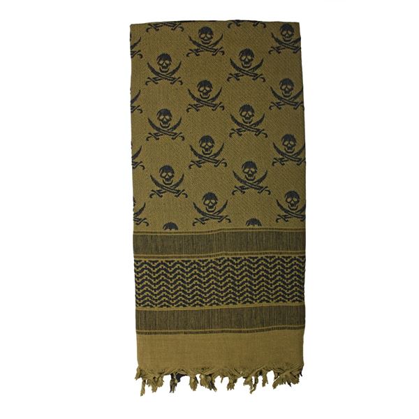 Tactical Shemagh Desert Scarf in ODG/ Black Skulls, New