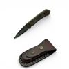 Image 1 : Folding 3" Damascus Blade Knife with Leather Belt Sheath