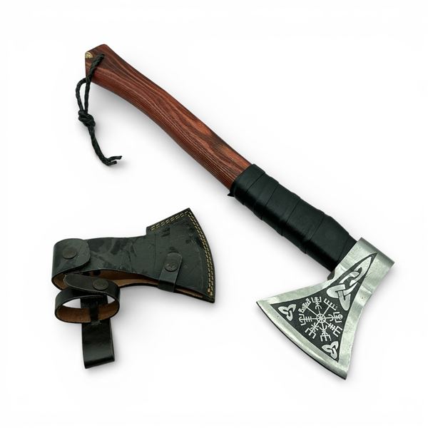 Fixed 5" Blade Axe with Wood Handle and Sheath