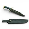 Image 1 : Fixed 11 1/2" Damascus Blade Knife with Wood Handle and Leather Belt Sheath